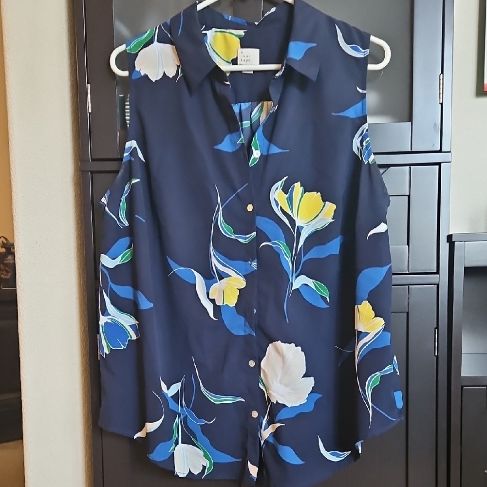 A New Day Navy Floral Button Down Shirt